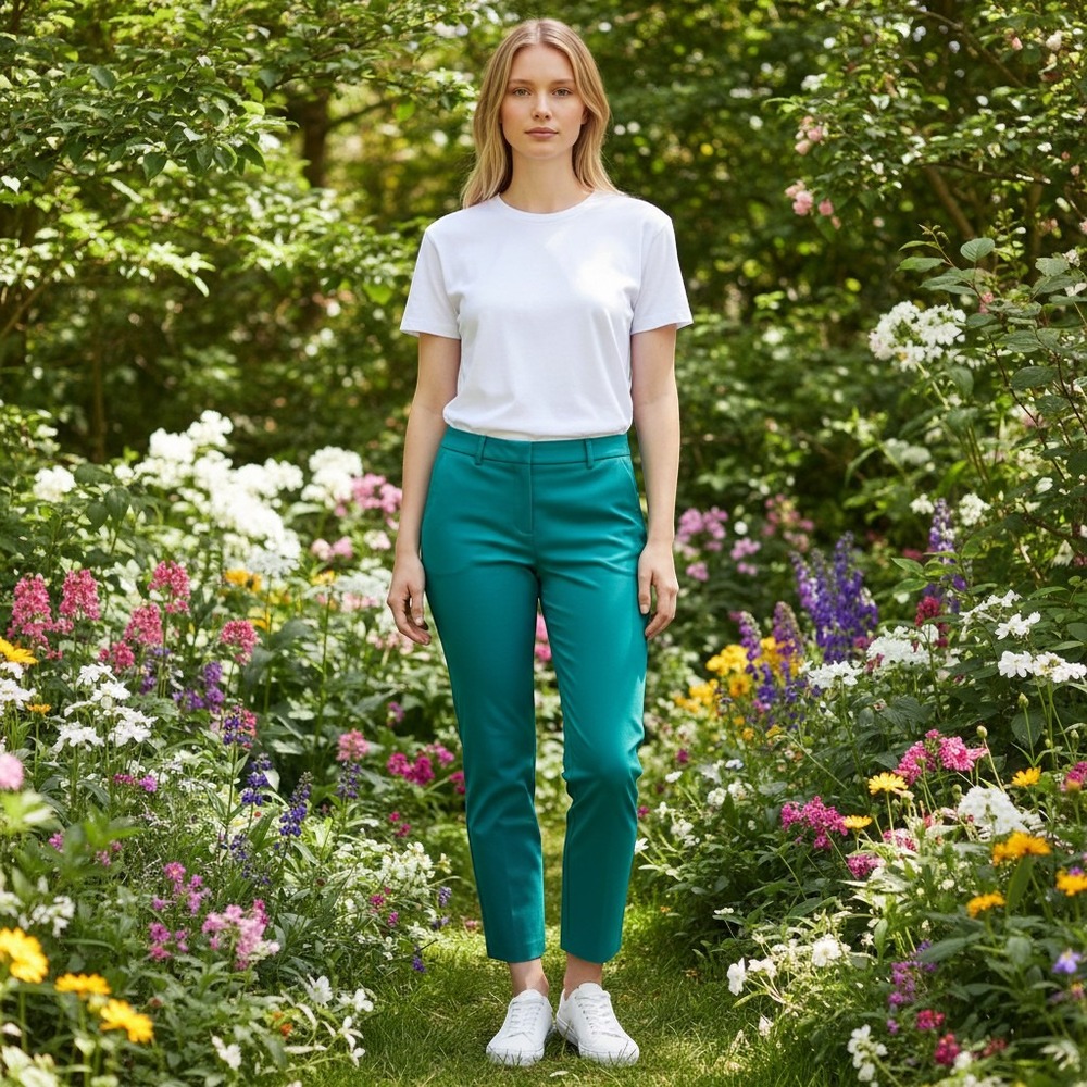 Elie Tahari Sloane Pant Celeste Teal Green Cotton Ankle Trousers Size 6 NEW